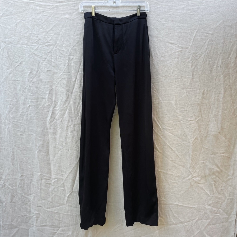 Vince Satin Wide Leg Trousers with Adjustable Waist